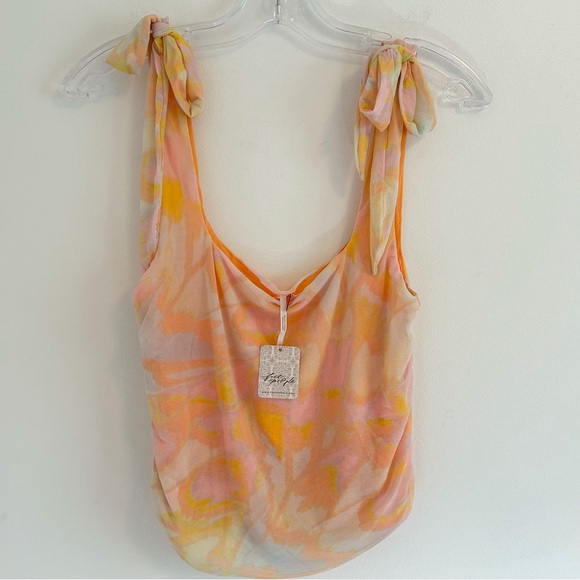 (SOLD) FREE PEOPLE Mesh Sheer Ruched Tank Size XL - Picture 3 of 14